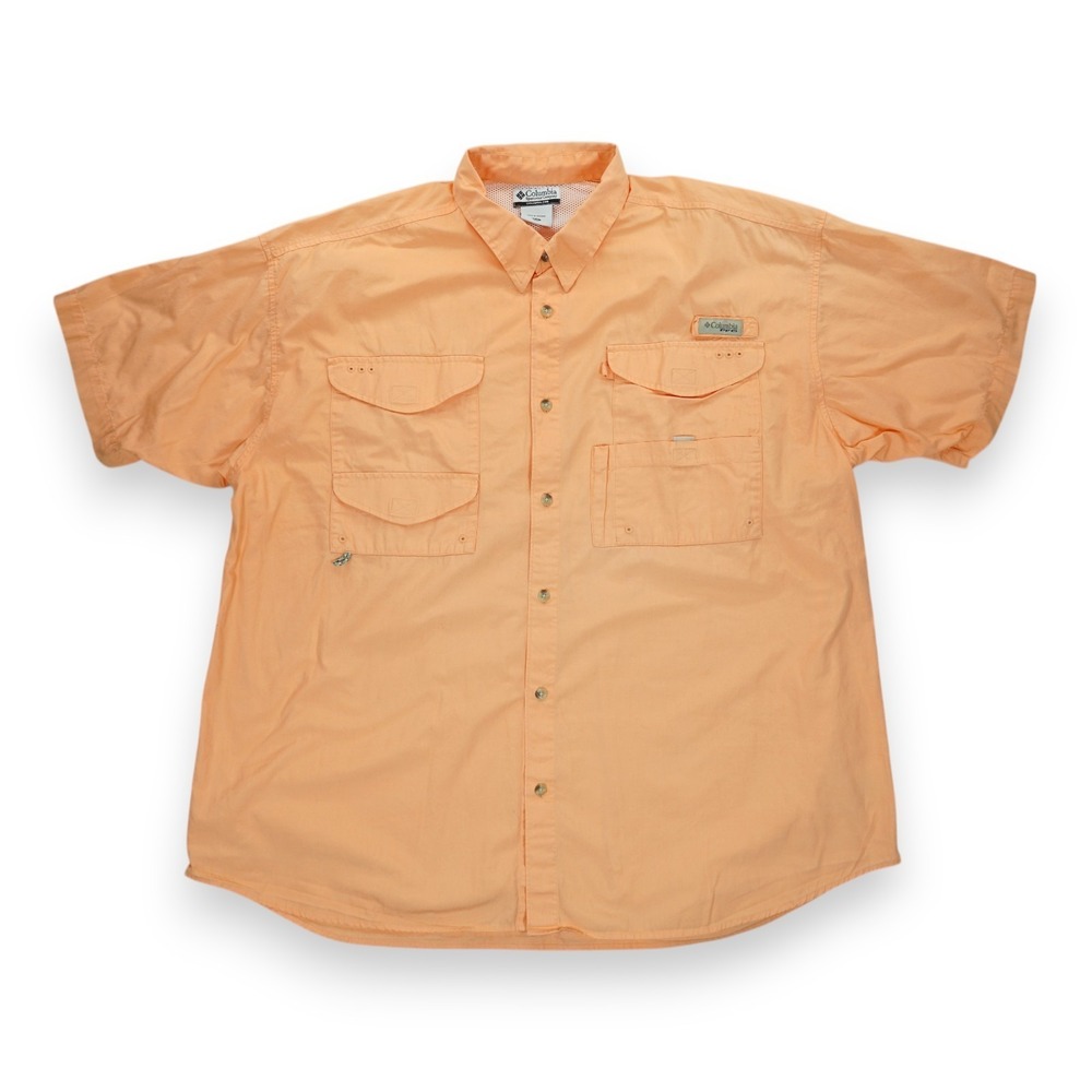 Columbia PFG Mens XXL Orange Button Up‎ Short Sleeve Vented